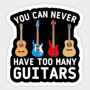 Guitar bass acoustic classic electric white text Sticker